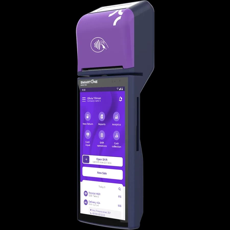 SmartOne Bank Pro S terminal, three-quarter view