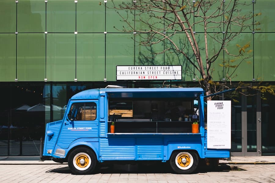 Food truck vendor on a city street